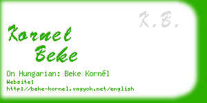 kornel beke business card