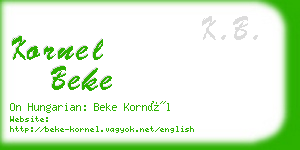 kornel beke business card